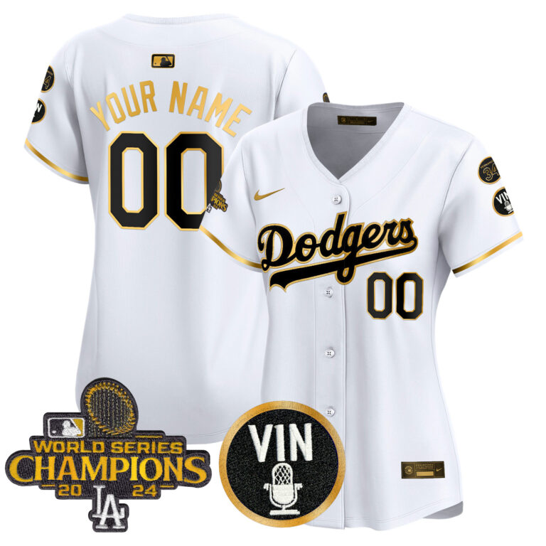 Women Los Angeles Dodgers Custom  Gold Vapor Premier Limited white MLB Nike Jersey 2025 style 3->customized mlb jersey->Custom Jersey